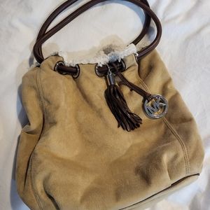 Michael Kors Suede and Shearling Lined Bucket Purse Like New!
